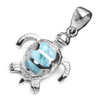 larimar turtle sterling silver pendent