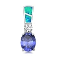 opal blue lab tanzanite cz sterling silver pendent