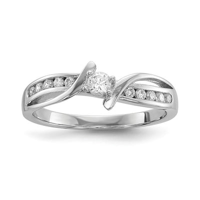 Sterling Silver Rhodium-plated CZ Ring