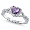 sterling silver heart ring amethyst cz