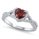 sterling silver heart ring garnet cz