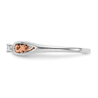 14K White and Rose Gold Filigree Round Diamond