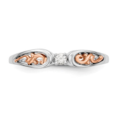14K White and Rose Gold Filigree Round Diamond
