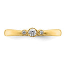 14K Beaded Edge Petite 3-Stone Round Diamond - Engagement Ring