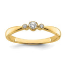 14K Beaded Edge Petite 3-Stone Round Diamond - Engagement Ring