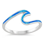 sterling silver wave ring blue lab opal