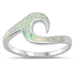 sterling silver wave ring white lab opal