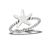 sterling silver starfish ring with braided band