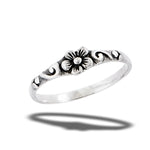 sterling silver flower ring with scroll