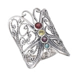 sterling silver butterfly ring with mixed cz