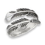 sterling silver double feather ring