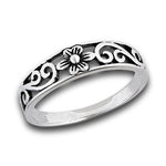 sterling silver flower with side scrolling