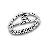 sterling silver interwoven double loop rope ring