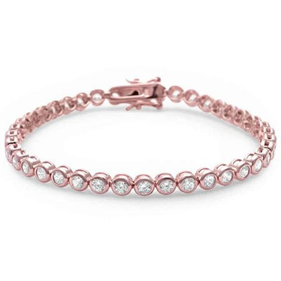 Rose Gold plated bezel set CZ sterling silver bracelet