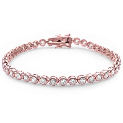 Rose Gold plated bezel set CZ sterling silver bracelet