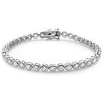 Round Bezel set CZ sterling silver bracelet