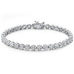 round fine bezel set cz sterling silver bracelet