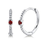 Diamond and Ruby Huggie Earring