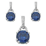 sterling silver blue sapphire cz earring and pendant set