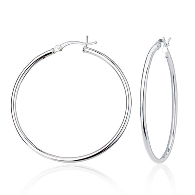 sterling silver 2/40mm high polish hoop earrings