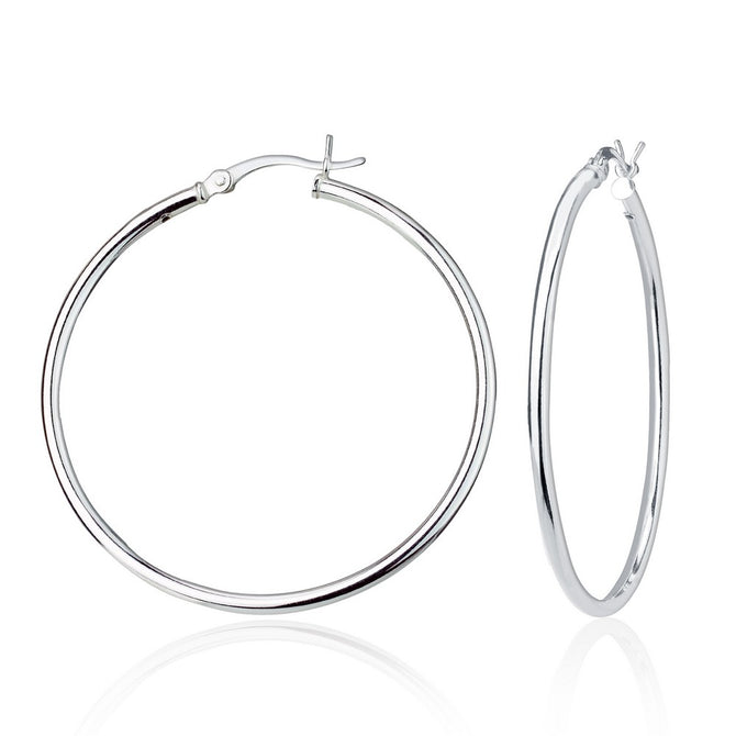 sterling silver 2/40mm high polish hoop earrings