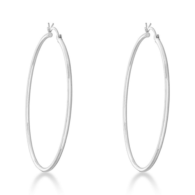 sterling silver 2/60mm high polish hoop earrings