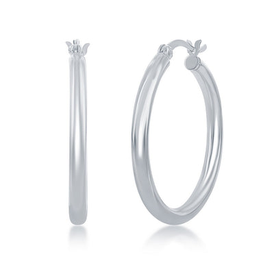 sterling silver 3/30mm high polish hoop earrings