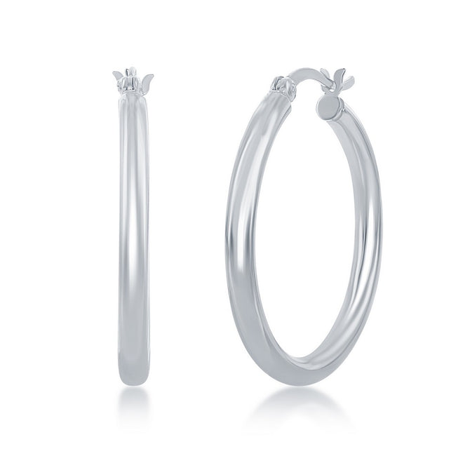 sterling silver 3/30mm high polish hoop earrings