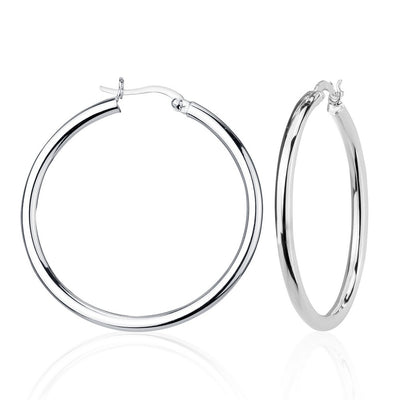sterling silver 3/40mm high polish hoop earrings
