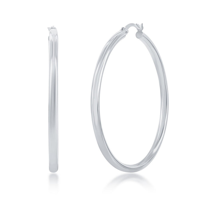 sterling silver 3/50mm high polish hoop earrings