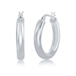 sterling silver 4/25mm high polish hoop earrings