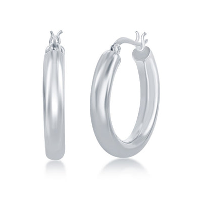 sterling silver 4/25mm high polish hoop earrings
