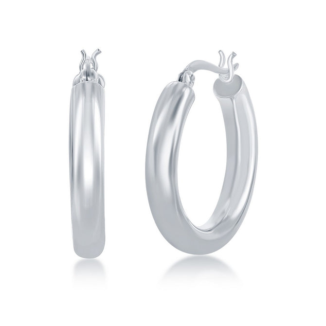 sterling silver 4/25mm high polish hoop earrings