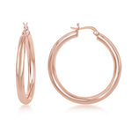 sterling silver /rose gold plated 4/40mm high polish hoop earrings