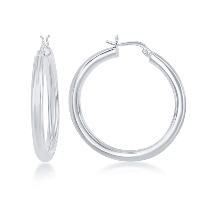 sterling silver 4/40mm high polish hoop earrings