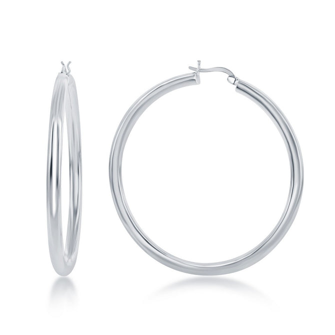 sterling silver 4/60mm high polish hoop earrings