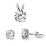 sterling silver clear cz earring and pendant set