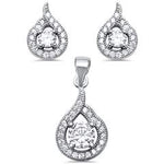 sterling silver clear cz earring and pendant set