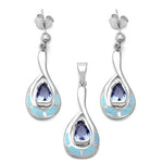 larimar and tanzanite earring and pendent sterling silver set
