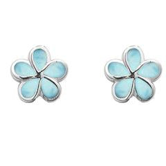 larimar flower sterling silver earrings