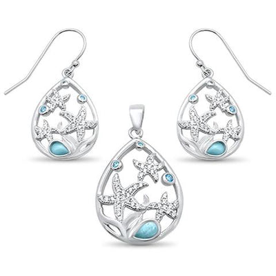 larimar and aquamarine star cz drop pendent and earring sterling silver setsterling silver heart crown ring amethyst cz