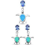 blue opal turtle and tanzanite cz earring and pendent sterling silver set
