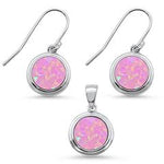 round pink opal earring and pendent sterling silver set