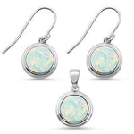 round white opal earring and pendent sterling silver set