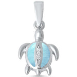 larimar turtle sterling silver pendent