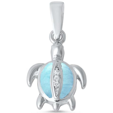 larimar turtle sterling silver pendent