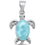 larimar turtle sterling silver pendent