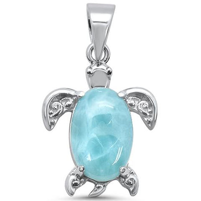 larimar turtle sterling silver pendent