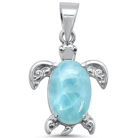 larimar turtle sterling silver pendent