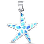 blue opal starfish sterling silver pendent